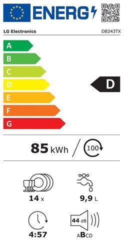 LG Напълно вградена съдомиялна машина с Wi-Fi за 14 комплекта Ш59.8xВ82см.