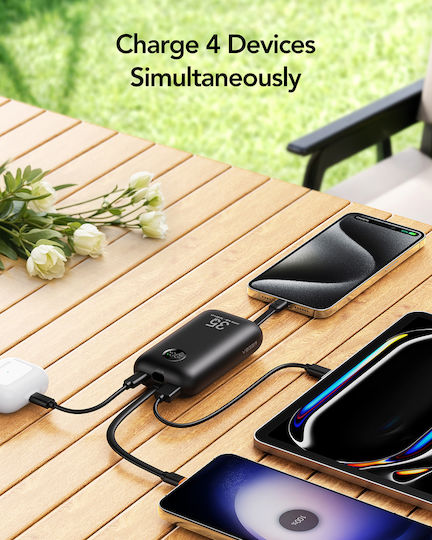 Veger W1188 Power Bank 10000mAh 35W με Θύρα USB-A και Θύρα USB-C Power Delivery / Quick Charge 3.0 Μαύρο
