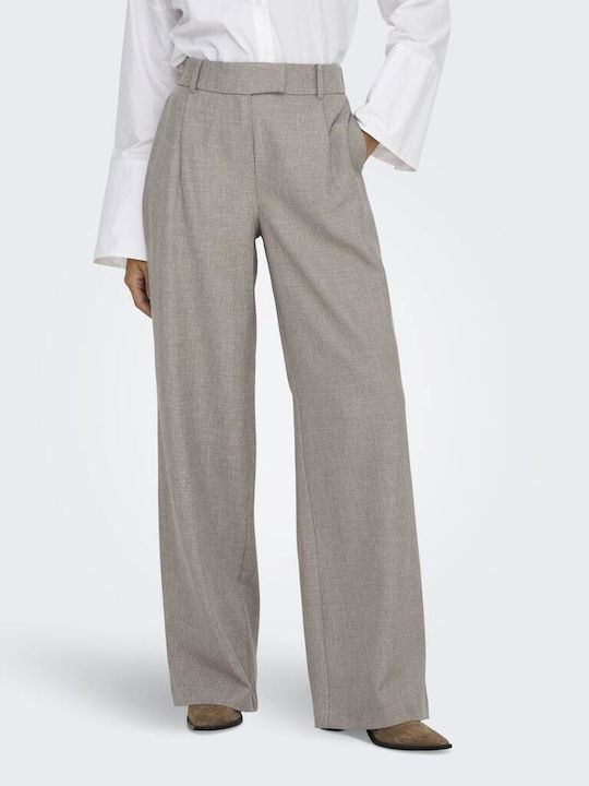 Hw Women's Fabric Trousers Straight Line Greige