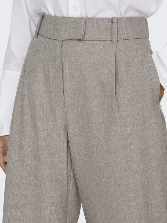Hw Women's Fabric Trousers Straight Line Greige