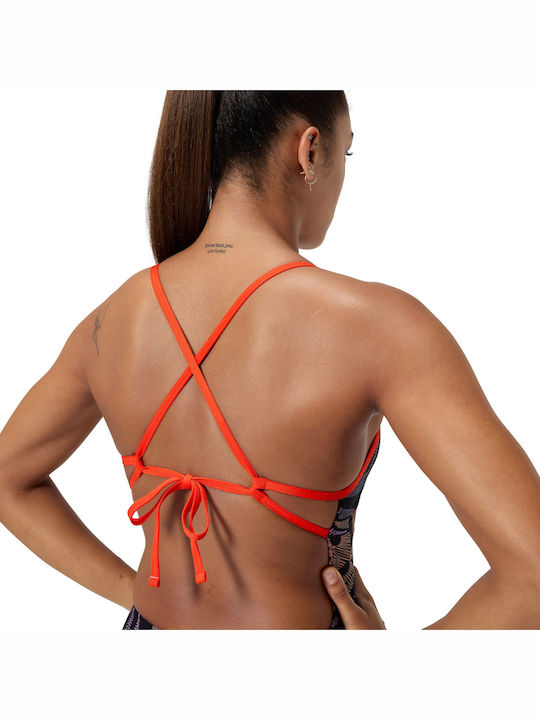 Дамски цял бански Speedo Allover Digital Tie Back в оранжево