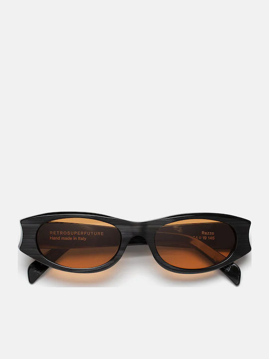 Retrosuperfuture Unisex Sunglasses with Black Plastic Frame and Orange Lens Razzo-RQ6
