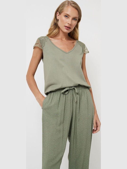 Aruelle Sommer Damen Pyjama-Set Green