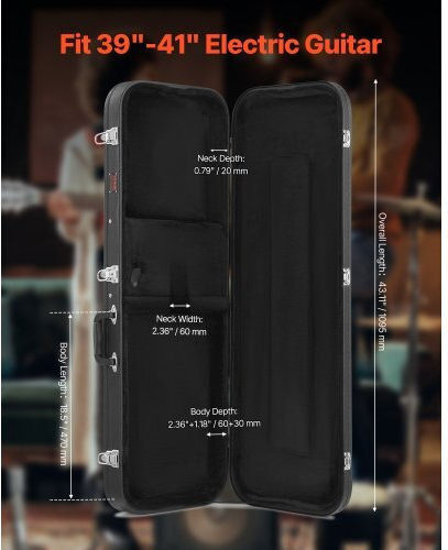 Vevor Waterproof Suitcase Electric Guitar Padded Black