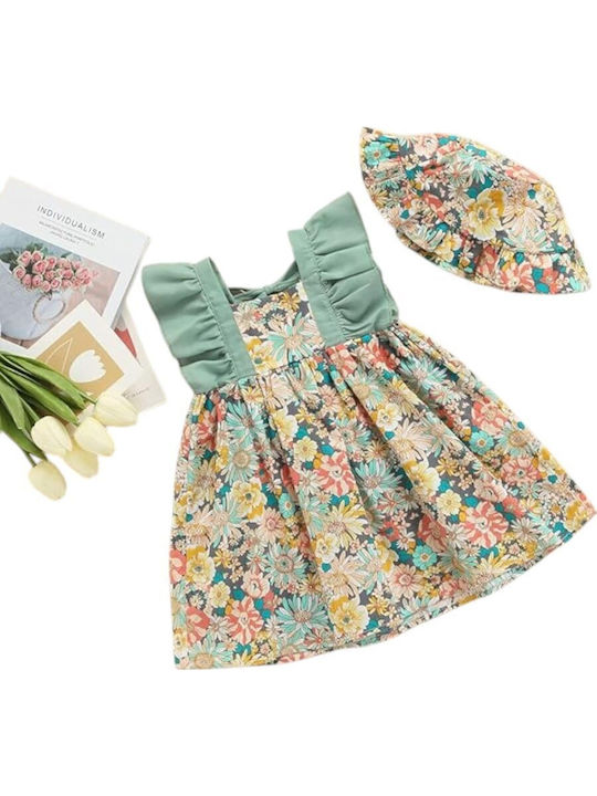 Children's Dress Sleeveless Floral Set with Accessories Floral