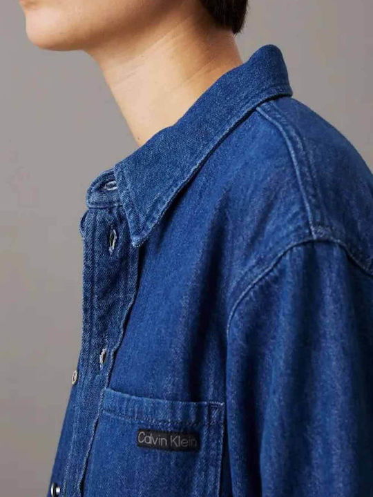 Mânecă lungă Femei Denim Cămașă Denim Medium