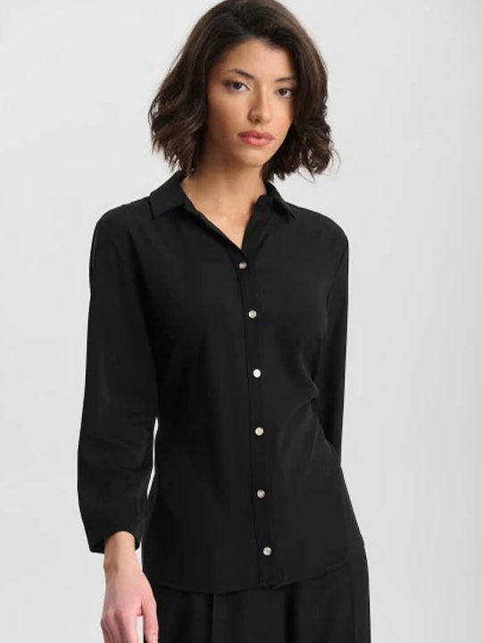 Langärmelig Damen Hemd Black