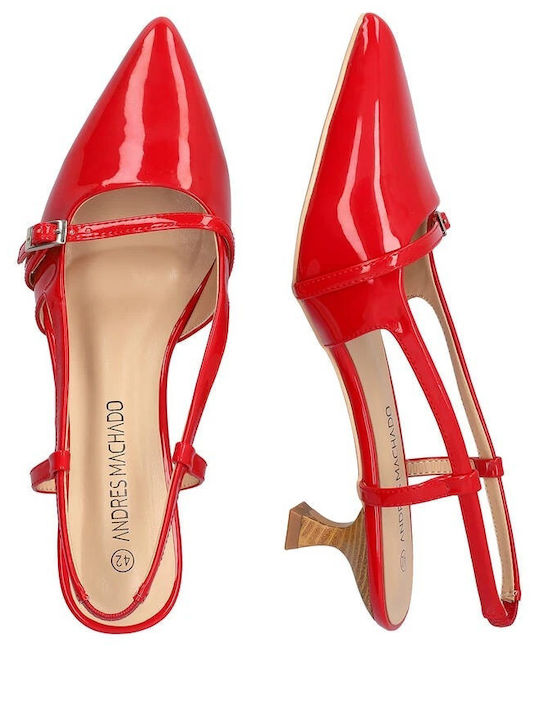 Pumps mit Riemchen & Dünn flacher Absatz Rot