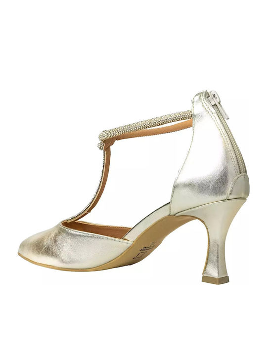 Pumps mit Riemen & Mittlerer Absatz Höhe Goldene 170711-Gold