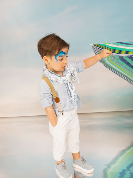 Baptism Suit for Boy David Sky Blue-White 1717 Bambolino Bmb-1717