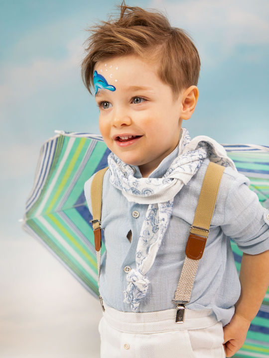 Baptism Suit for Boy David Sky Blue-White 1717 Bambolino Bmb-1717
