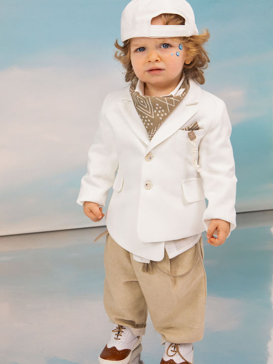 Baptism Suit for Boy Miltos Beige-Ecru 1743 Bambolino Bmb-1743