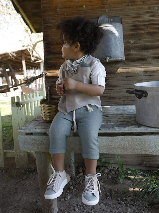 Baptism Suit for Boys Theodosis Beige-Green 1730 Bambolino Bmb-1730
