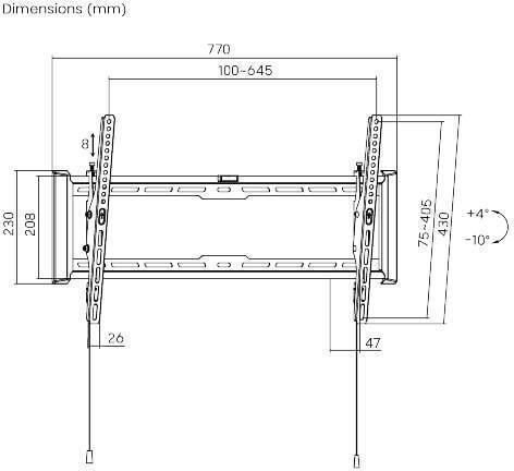 Brateck TV-Halterung 60x40 Mit Neigung 75kg Lp77-46t