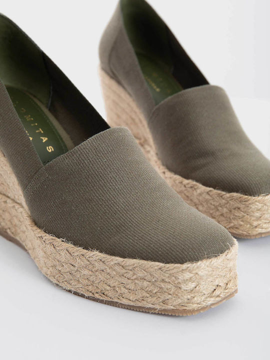 Damenplattformen im Espadrilles-Stil Khaki