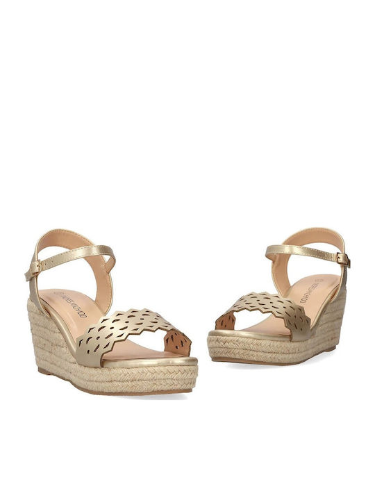 Women's Ankle Strap Platforms Gold