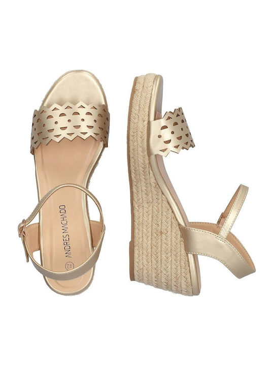 Women's Ankle Strap Platforms Gold