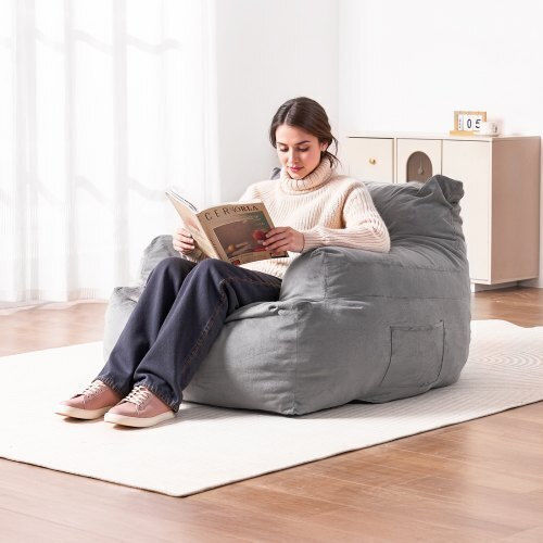 Bean Bag Chair Poof Γκρι Βελούδο