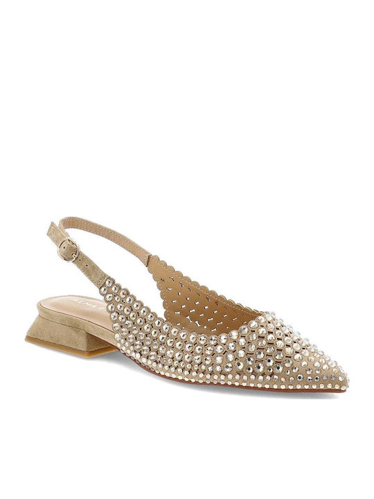 Suede Slingback Ballerinas Beige