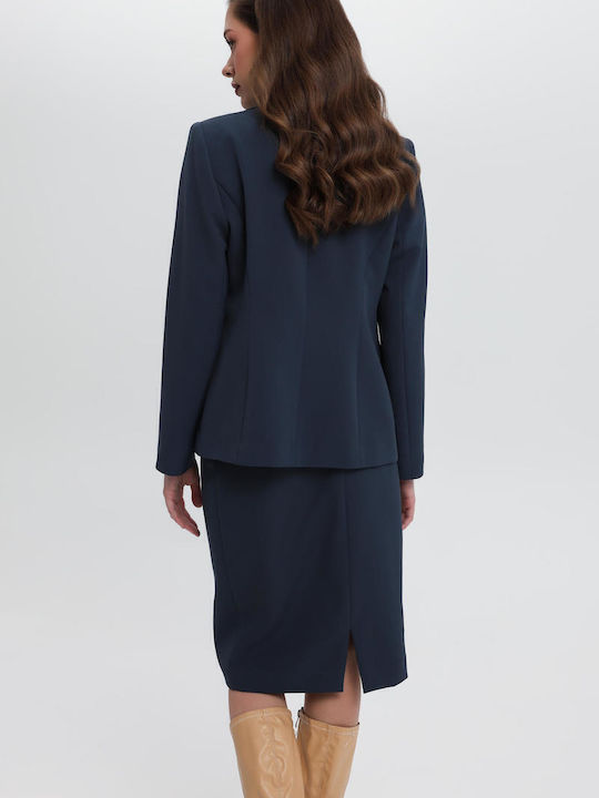 High-waisted Midi Skirt Blue