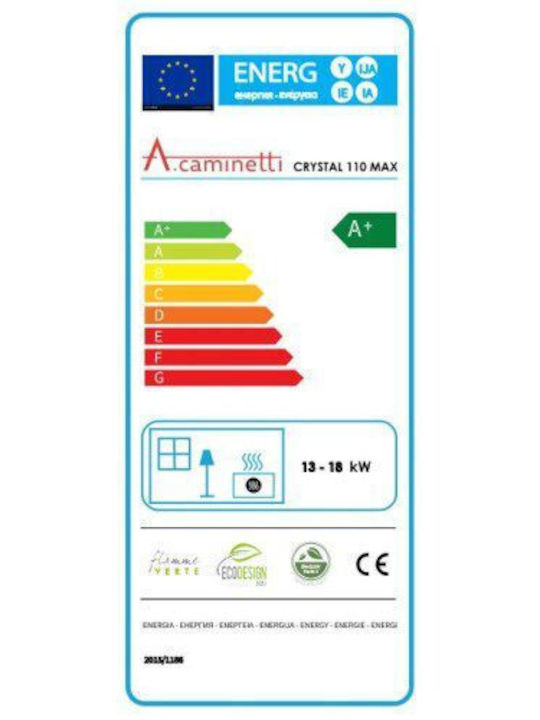 A. Caminetti Aminetti Crystal 110 MAX Ενεργειακό Τζάκι Ξύλου 18kW Τρίπλευρο με Ανοιγόμενες Πόρτες
