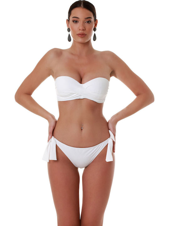 Bikini Bra with Detachable & Adjustable Straps White