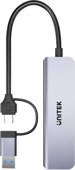 Unitek Hub 3 Θυρών USB 3.1 με σύνδεση USB-A / USB-C Γκρι
