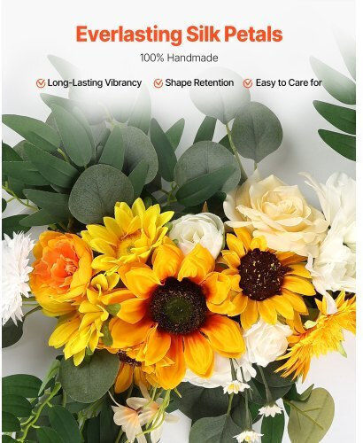 Set de Flori Artificiale pentru Nuntă Vevor Galben 2 Flori & 1 Bucată de Material Hlgmhtj3jths78u39v0