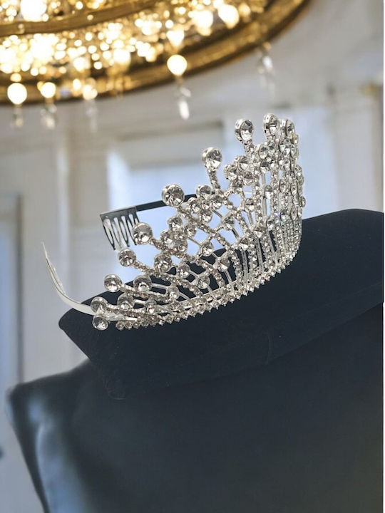High Silver Rhinestone Zircon Bridal Tiara