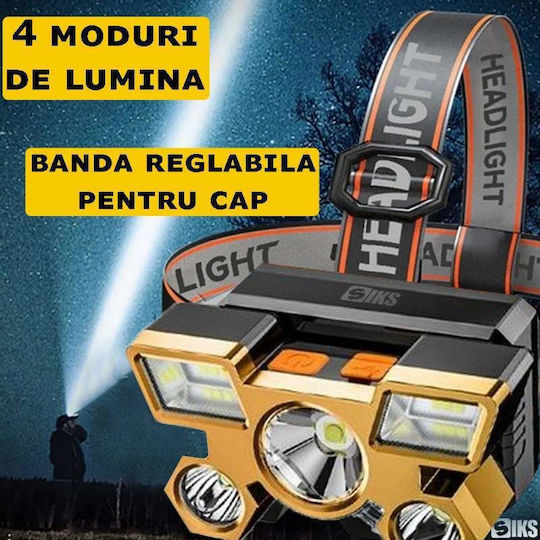 Siks LED-Stirnlampe Professionell USB Wiederaufladbar 4 Lichtmodi 5 Hochintensive Lichtquellen Angeln Jagen Arbeiten Batterieanzeige USB-Ladung XY501 Schwarz