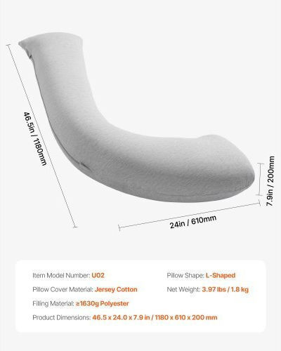 Vevor Pregnancy and Nursing Pillow Gray 118cm