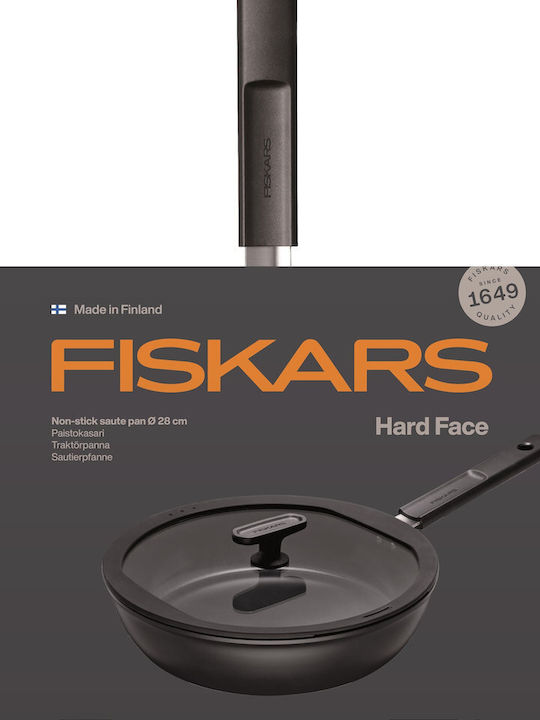 Fiskars Hard Face Pfanne aus Aluminium mit Deckel mit Antihaftbeschichtung 28cm