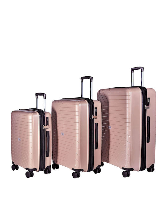 Lavor Βαλίτσες Ταξιδιού Σκληρές Beige με 4 Ρόδες Σετ 3τμχ