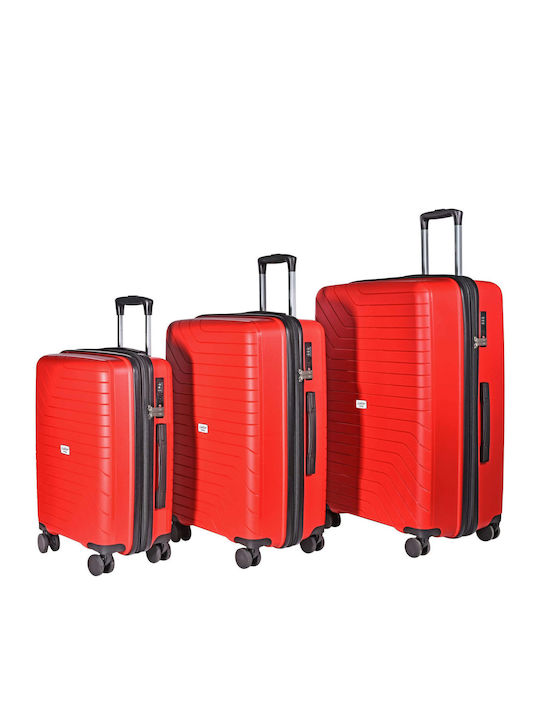 Lavor Hard Red Suitcases With 4 Wheels Set Of 3 Pieces