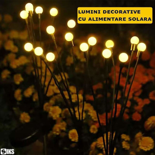 Set 2 Solar Garden Lamps Decorative Grass Solar Charging 8 Leds Firefly Effect 2 Light Modes Includes Stake Waterproof Warm White