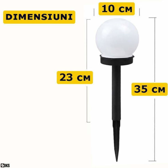 Set 3 Lămpi Solare Sferice Siks Tip Glob Led Exterior Grădină 2V Lumină Alb Cald Rezistent la Apă IP 44 Buton Pornit/Oprit Înălțime 35 cm Plastic Alb Negru