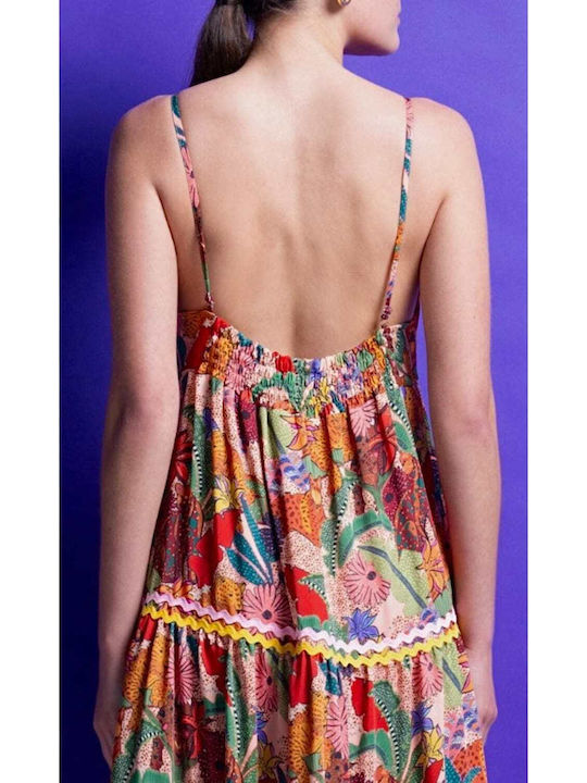 Καλοκαιρινό Maxi Φόρεμα Σατέν Multicolor