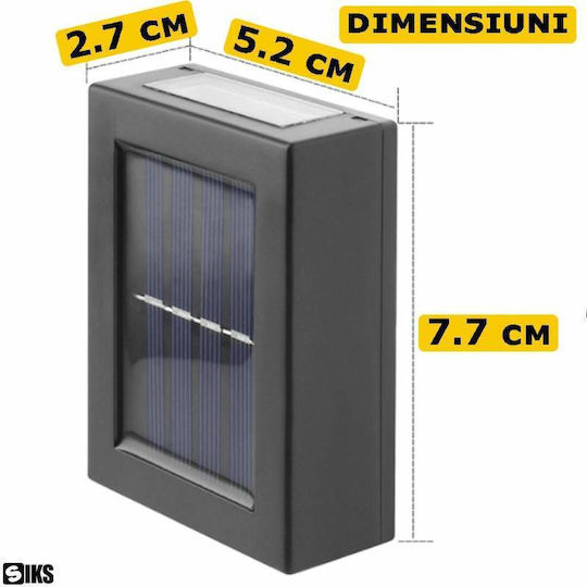 Set aus 2 LED-Wandleuchten Siks Fassade Gartenweg Dekorative 2 LEDs Solaraufladung Auf- und Abwärtslicht Kaltweiß 2000k IP65 Installationskit enthalten Schwarz