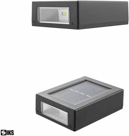 Set aus 2 LED-Wandleuchten Siks Fassade Gartenweg Dekorative 2 LEDs Solaraufladung Auf- und Abwärtslicht Kaltweiß 2000k IP65 Installationskit enthalten Schwarz