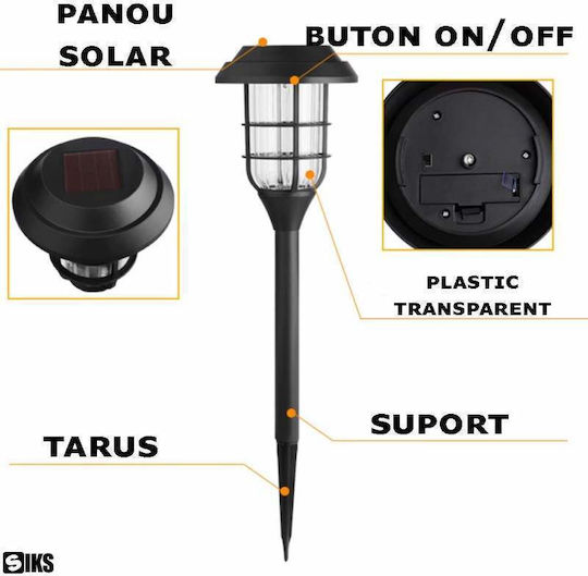 Set 6 Stück dekorative Solarleuchten Außen Garten Laternenart Solaraufladung Pfahl Licht Sensor Wasserdicht Polykristallines Solarpanel Warmes Licht Schwarz