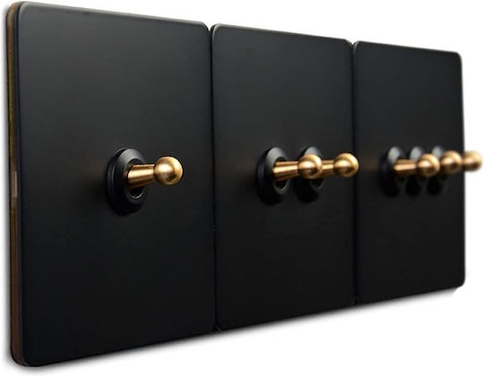 Luxtoggle Metal Switch Vichema 1 Gang 2 Way 10a Black Gold
