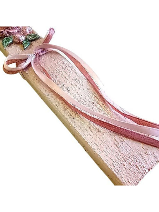 Великденска Свещ Кръгла Handmade 38бр Бял Винтидж с цветя