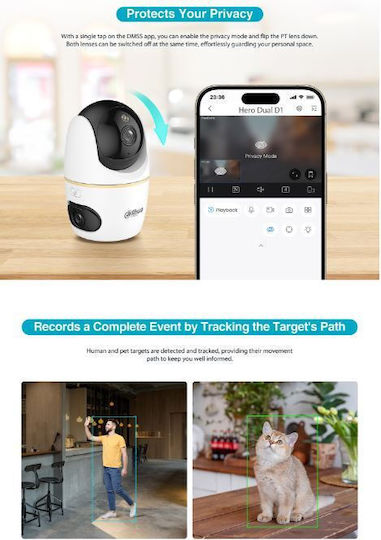 Dahua 1.0.01.04.43852 IP Surveillance Camera Full HD+ 3MP with Two-Way Communication and Lens 3.6mm