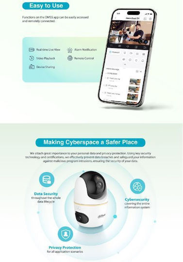Dahua 1.0.01.04.43852 IP Surveillance Camera Full HD+ 3MP with Two-Way Communication and Lens 3.6mm