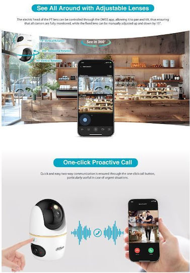 Dahua H5D-5F IP Surveillance Camera Wi-Fi Full HD+ 5MP with Two-Way Communication and Lens 3.6mm