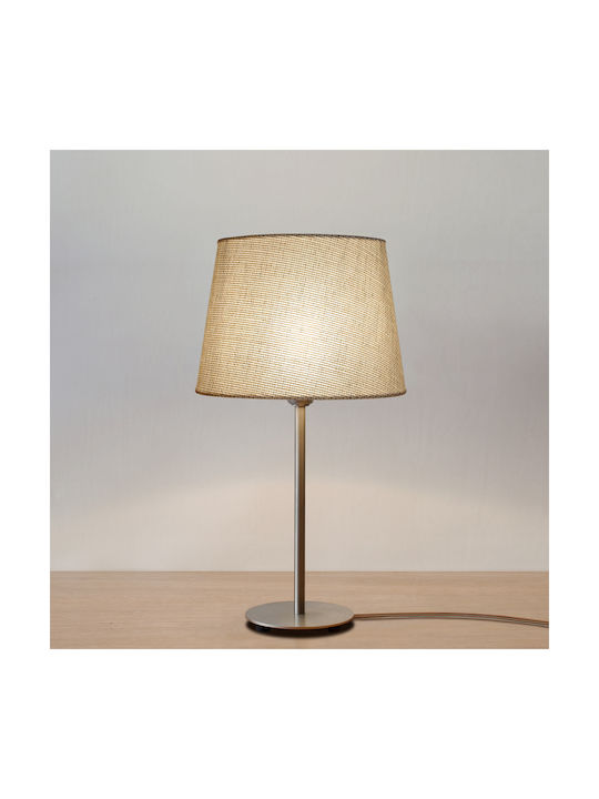 Veis Metal Table Lamp for Socket E14 with Beige Shade and Silver Base