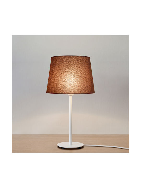 Veis Fabric Table Lamp for Socket E14 with Brown Shade and White Base