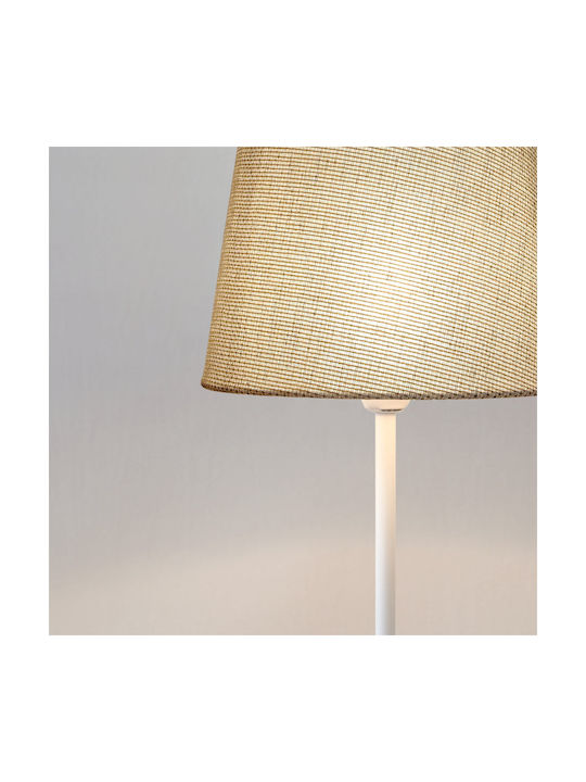 Veis Metal Table Lamp for Socket E14 with Beige Shade and White Base