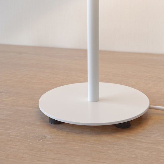 Veis Fabric Table Lamp for Socket E14 with Red Shade and White Base