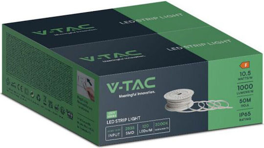 V-TAC Waterproof LED Strip 220V Natural White Light 50m Type SMD2835